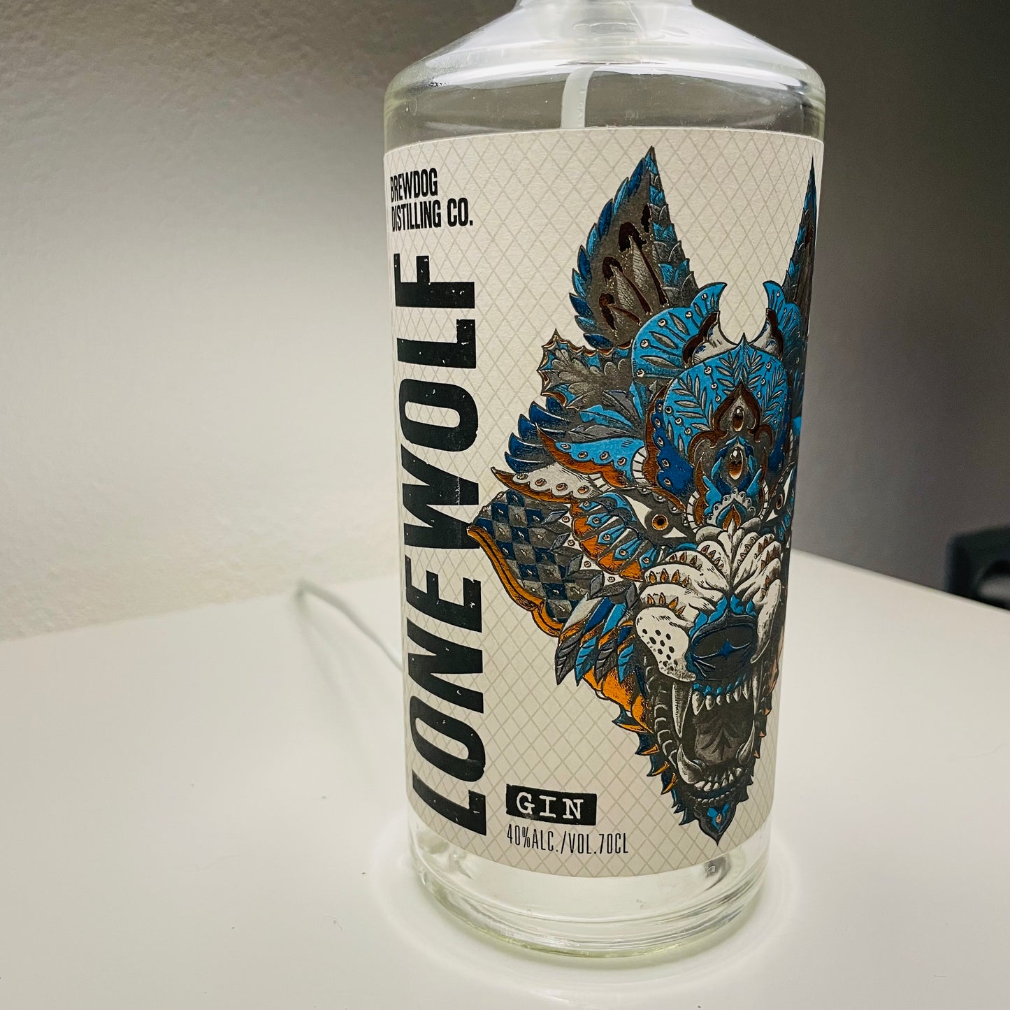 Flaschenlampe Lonewolf Gin Brewdog Lampe