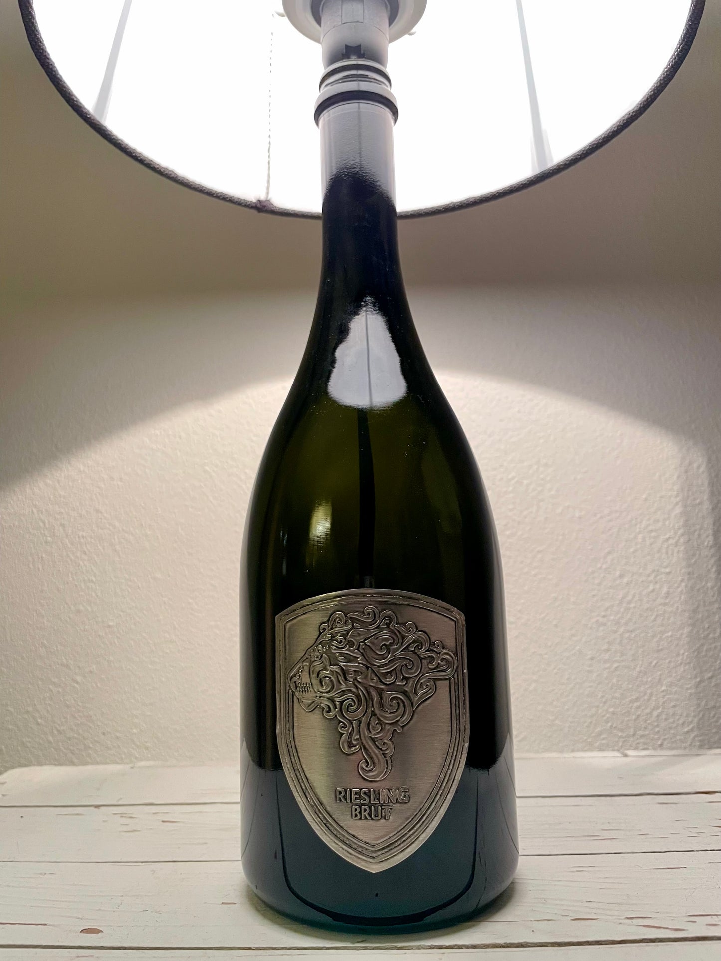 Flaschenlampe Weingut am Nil Riesling Sekt Brut Tischlampe
