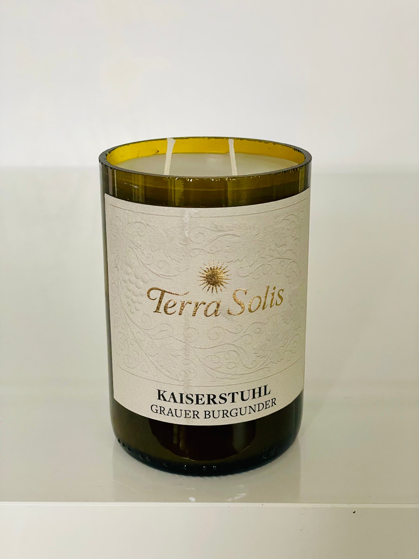 Flaschenkerze Terra Solis Grauburgunder Badischer Winzerkeller Kerze