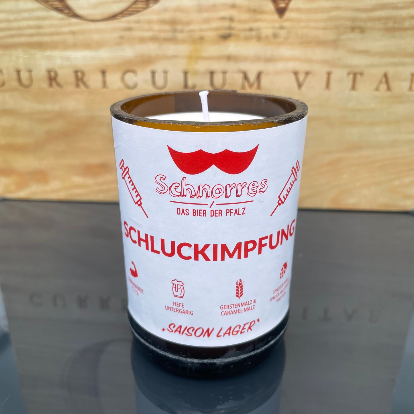 Flaschenkerze Schluckimpfung Saison Lager Schnorres