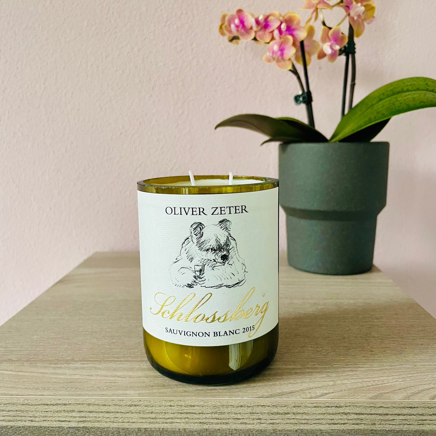 Kerze Oliver Zeter Schlossberg Sansibar Sauvignon Blanc Flaschenkerze