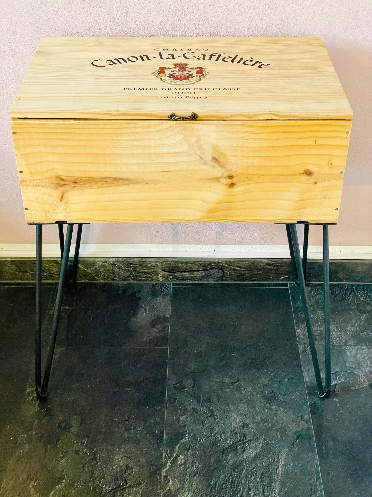 Weinkisten-Tisch Château Canon La Gaffeliére Tischchen Holzweinkiste