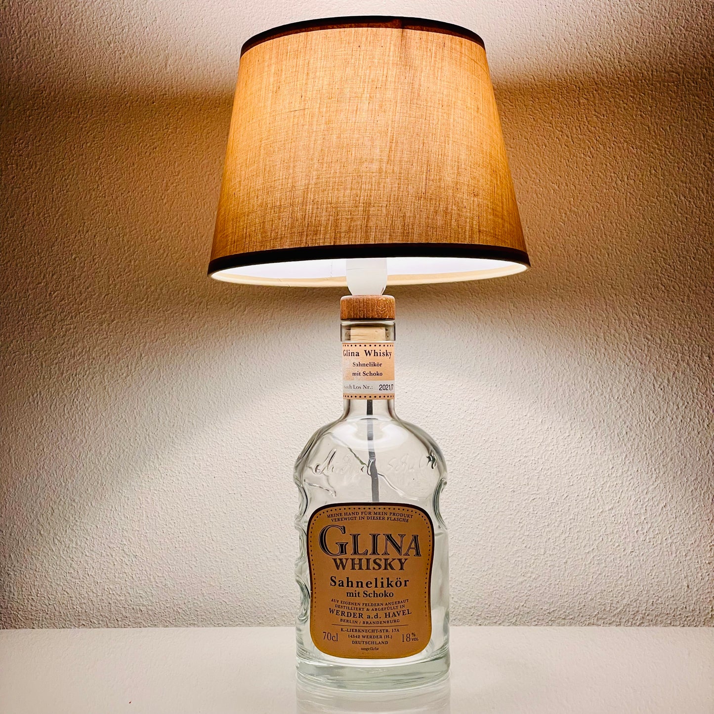 Flaschenlampe Glina Whisky Sahnelikör Lampe Whiskylampe