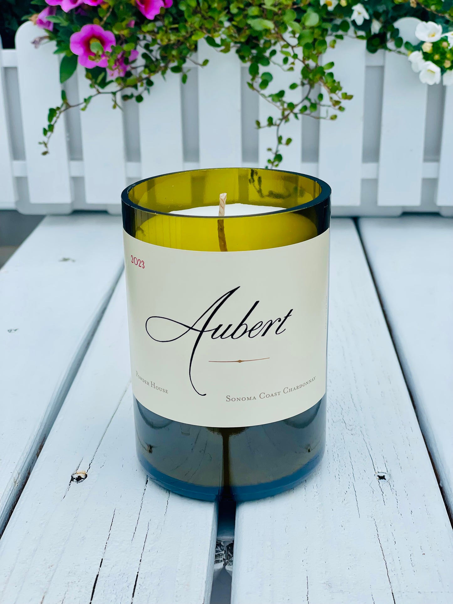 Kerze Aubert Powder House Sonoma Coast Chardonnay Flaschenkerze