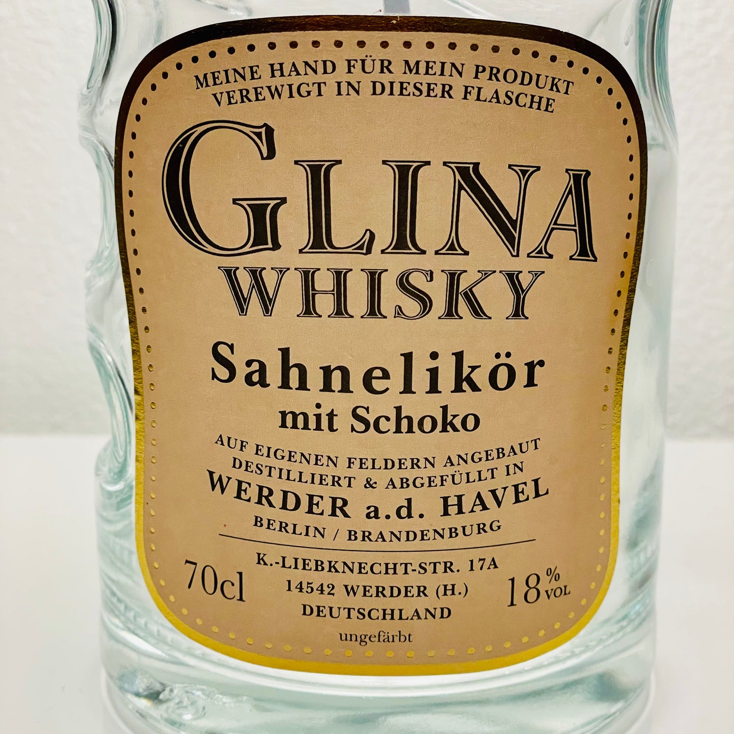 Flaschenlampe Glina Whisky Sahnelikör Lampe Whiskylampe
