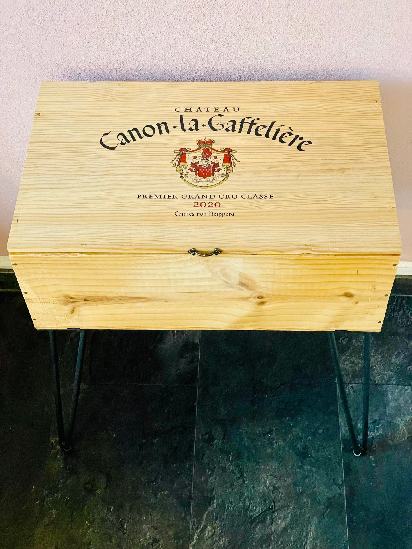 Weinkisten-Tisch Château Canon La Gaffeliére Tischchen Holzweinkiste