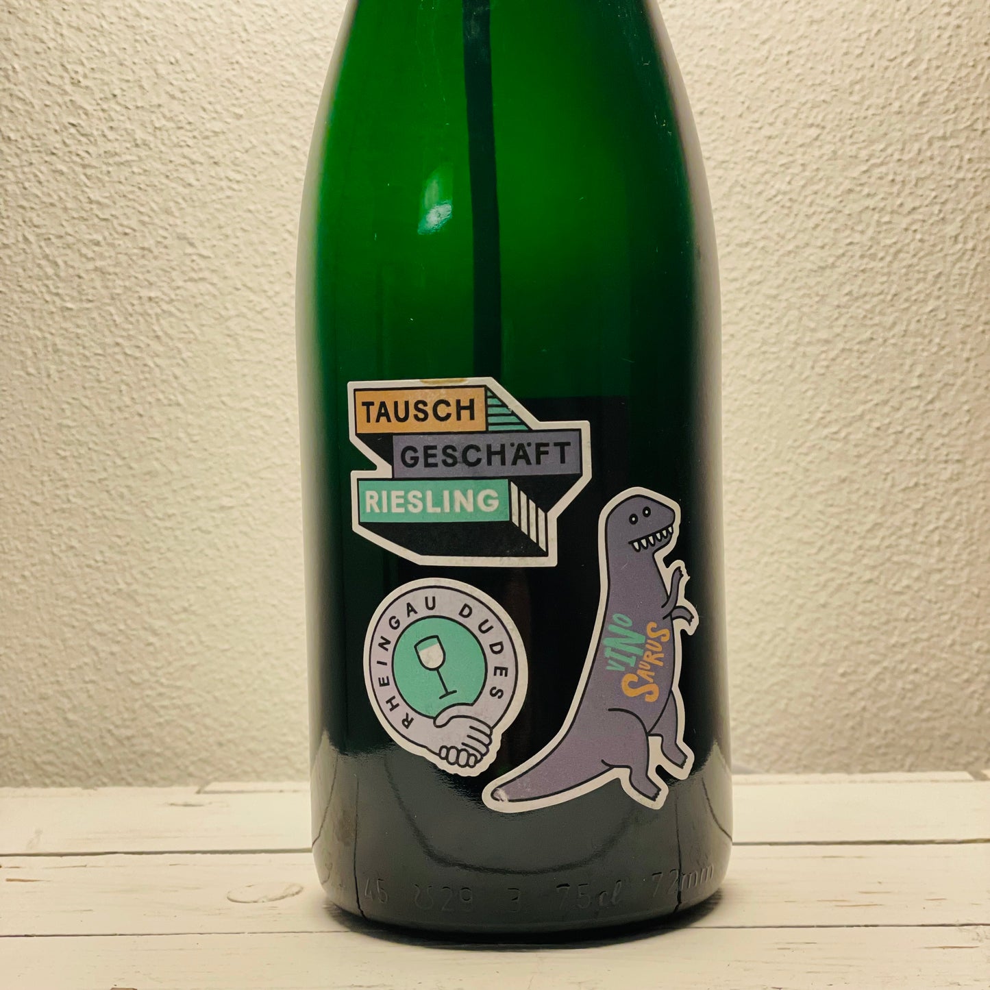 Flaschenlampe Weingut George & Dillmann Tauschgeschäft Riesling Comic Lampe Tischlampe