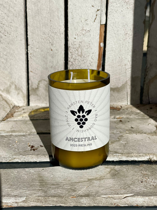 Kerze Ancestral Riesling Karsten Peter Bad Dürkheim Flaschenkerze